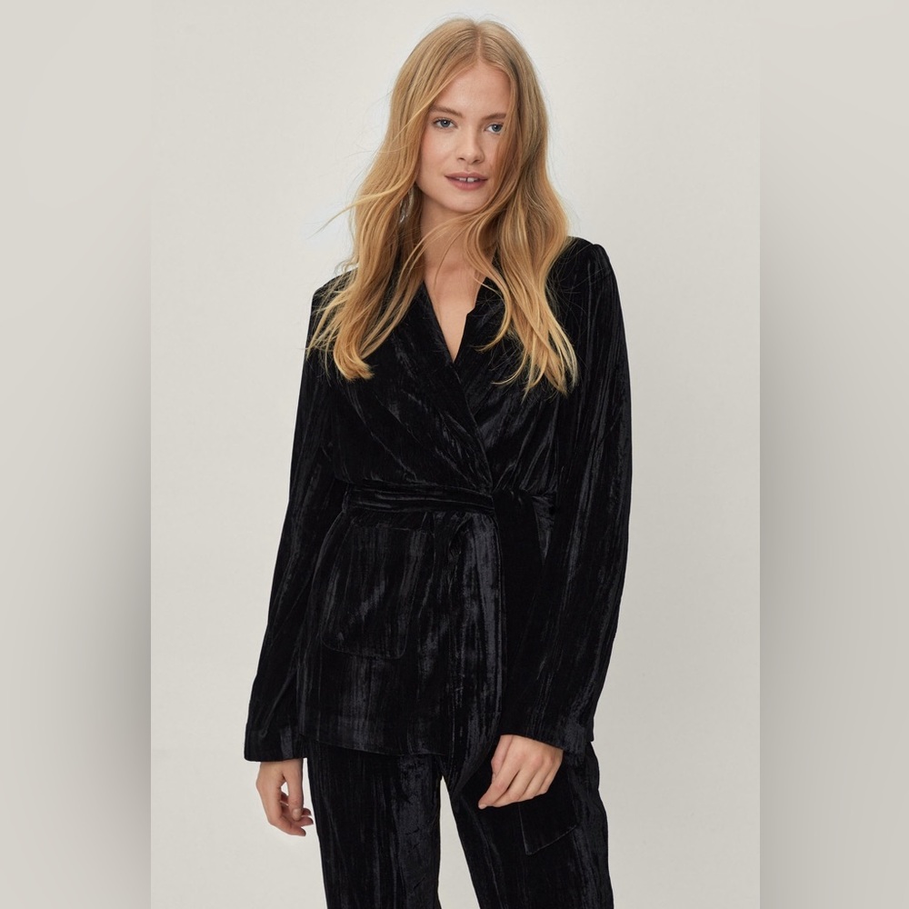 Nasty Gal Velvet Wrap Blazer